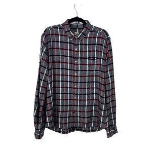Bridge & Burn Plaid Button Front Shirt Linen Blenf